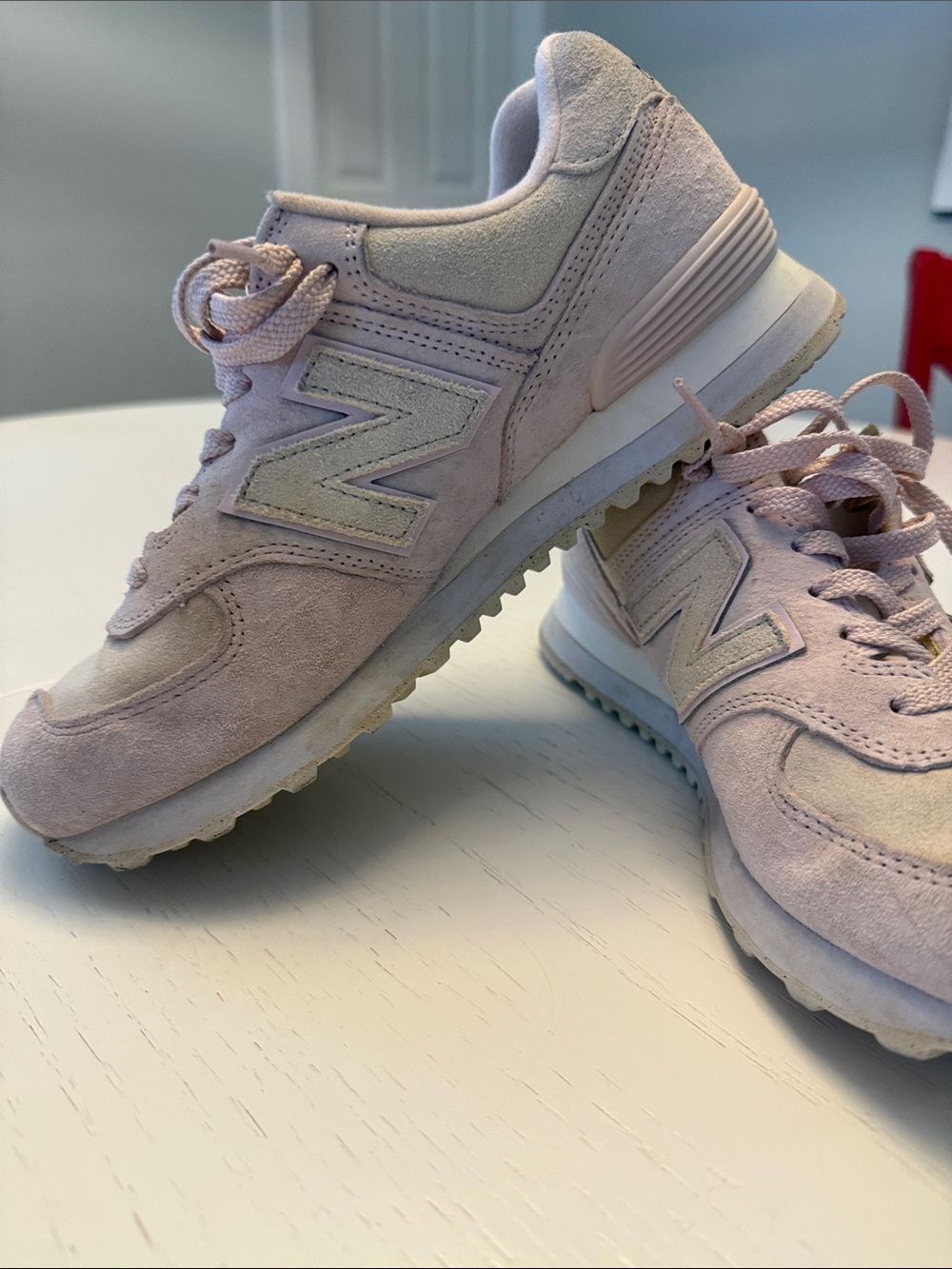 New Balance Women's Suede Low-Top Sneakers in Pale Pink